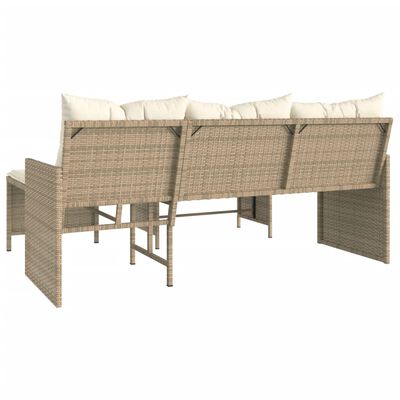 vidaXL Canapé de jardin avec table et coussins en forme de L beige