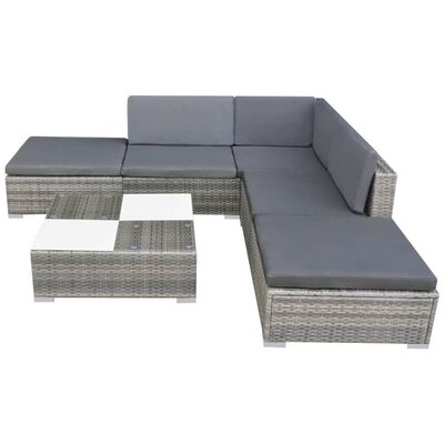 vidaXL Salon de jardin avec coussins 6 pcs résine tressée gris