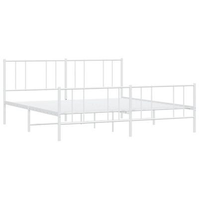 vidaXL Cadre de lit métal sans matelas et pied de lit blanc 193x203 cm