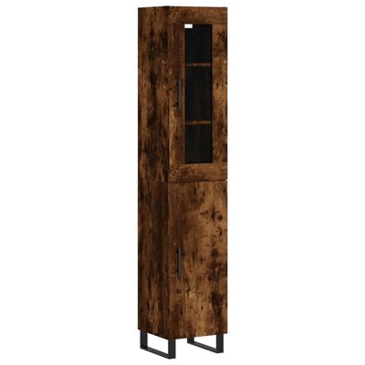 vidaXL Buffet haut Chêne fumé 34,5x34x180 cm Bois d'ingénierie