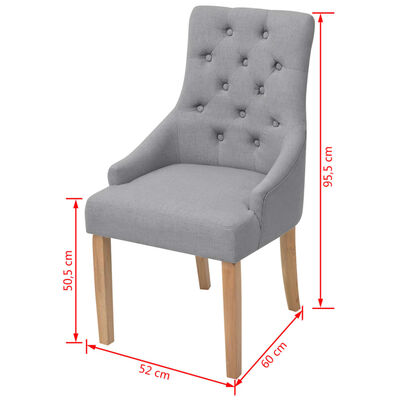 vidaXL Chaises à manger lot de 2 gris clair tissu