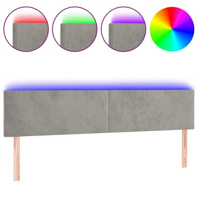 vidaXL Tête de lit à LED Gris clair 180x5x78/88 cm Velours