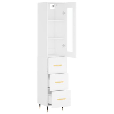 vidaXL Buffet haut Blanc 34,5x34x180 cm Bois d'ingénierie