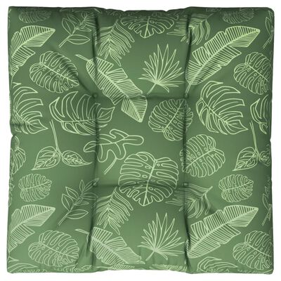 vidaXL Coussin de palette motif de feuilles 80x80x12 cm tissu