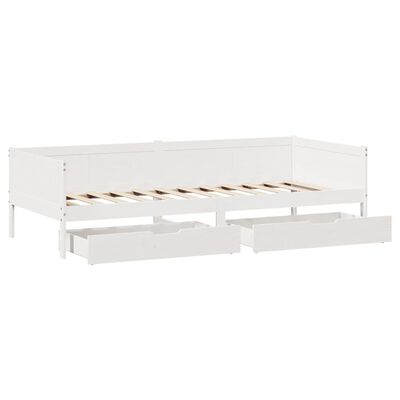 vidaXL Lit de jour avec tiroirs blanc 90x190 cm bois de pin massif