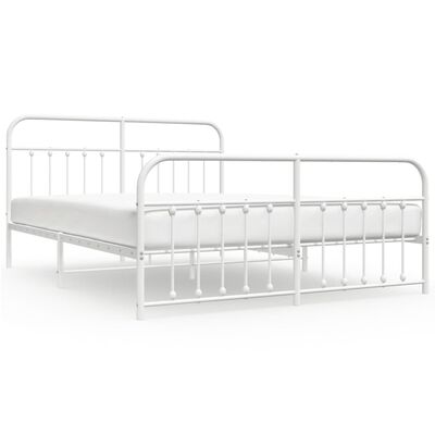 vidaXL Cadre de lit métal sans matelas et pied de lit blanc 183x213 cm