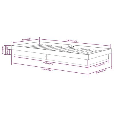 vidaXL Cadre de lit bois massif 75x190 cm petit simple