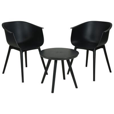 ProGarden Ensemble de meubles de patio 3 pcs PP noir