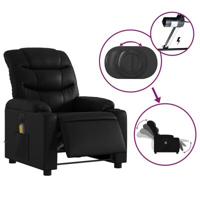 vidaXL Fauteuil de massage inclinable électrique noir similicuir