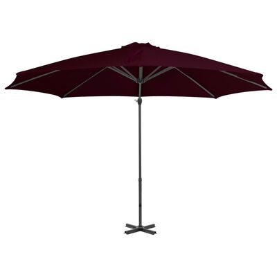 vidaXL Parasol de jardin en porte-à-faux avec mât en aluminium rouge