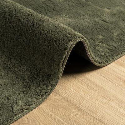 vidaXL Tapis HUARTE à poils courts doux lavable vert forêt 240x240 cm