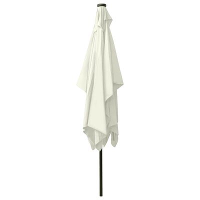 vidaXL Parasol de jardin avec LED et mât en acier sable 2x3 m