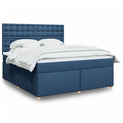 vidaXL Sommier à lattes de lit avec matelas Bleu 180x200 cm Tissu