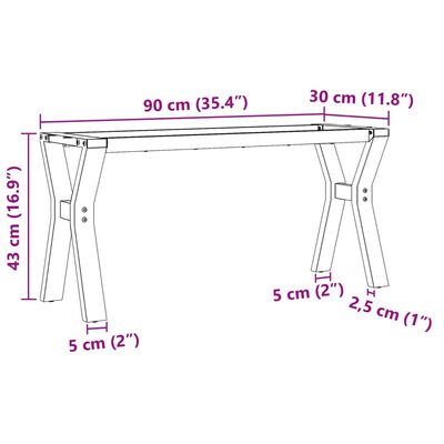 vidaXL Pieds de table basse cadre en Y 90x30x43 cm fonte