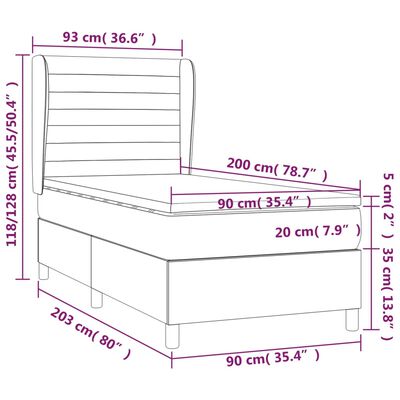 vidaXL Sommier à lattes de lit et matelas Gris foncé 90x200 cm Velours