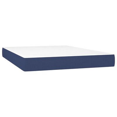 vidaXL Sommier à lattes de lit avec matelas LED Bleu 140x200 cm Tissu