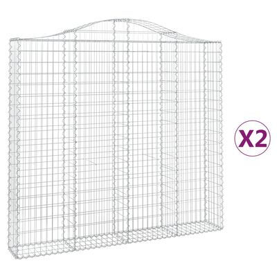 vidaXL Paniers à gabions arqués 2 pcs 200x30x180/200 cm Fer galvanisé