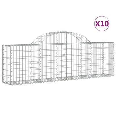 vidaXL Paniers à gabions arqués 10 pcs 200x30x60/80 cm Fer galvanisé