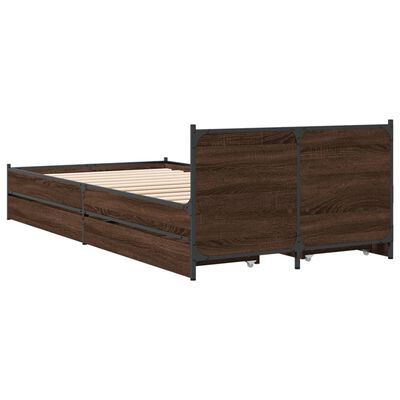 vidaXL Cadre de lit et tiroirs chêne marron 75x190cm bois d'ingénierie