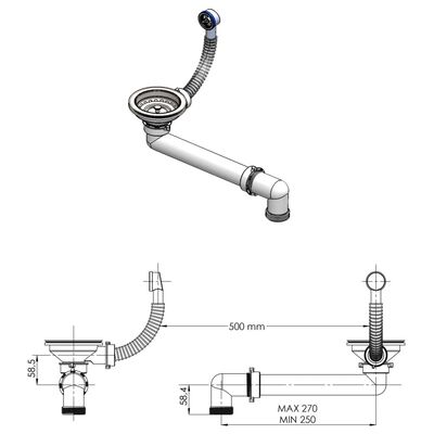 vidaXL Évier de cuisine Granit Seul lavabo Beige