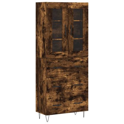 vidaXL Buffet haut Chêne fumé 69,5x34x180 cm Bois d'ingénierie