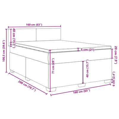 vidaXL Sommier à lattes de lit avec matelas Crème 160x200 cm Tissu