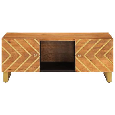 vidaXL Table basse marron et noir 100x54x40 cm bois massif de manguier