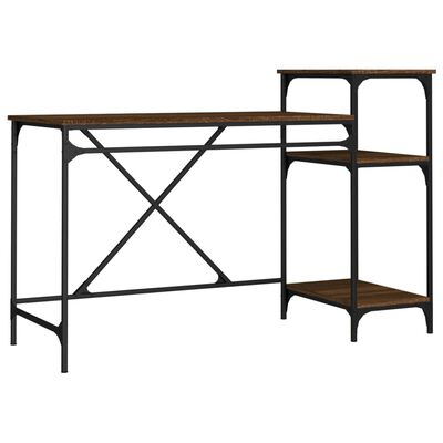 vidaXL Bureau et étagères chêne marron 135x50x90cm bois ingénierie/fer