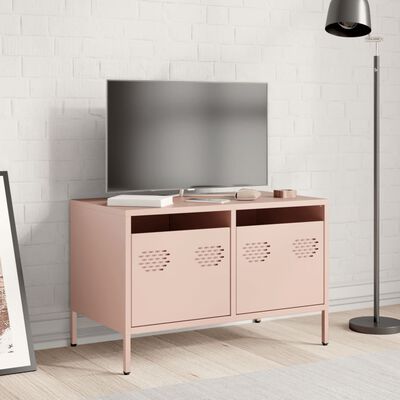 vidaXL Meuble TV rose 68x39x43,5 cm acier laminé à froid