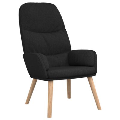 vidaXL Chaise de relaxation avec tabouret Noir Tissu