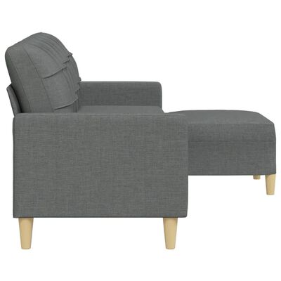 vidaXL Canapé à 3 places avec repose-pieds Gris foncé 210 cm Tissu