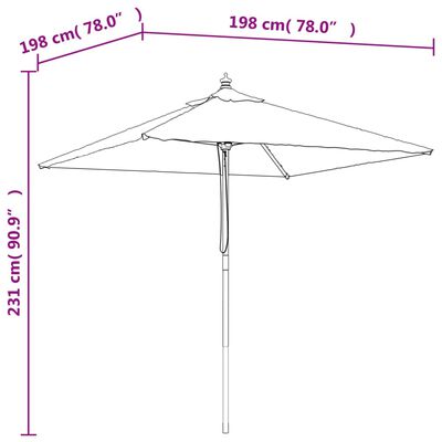 vidaXL Parasol de jardin avec mât en bois taupe 198x198x231 cm