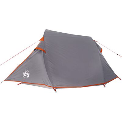 vidaXL Tente de camping tunnel 2 personnes gris et orange imperméable