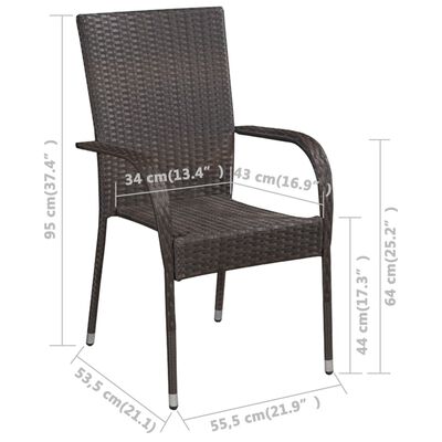 vidaXL Chaises empilables d'extérieur lot de 4 Résine tressée Marron