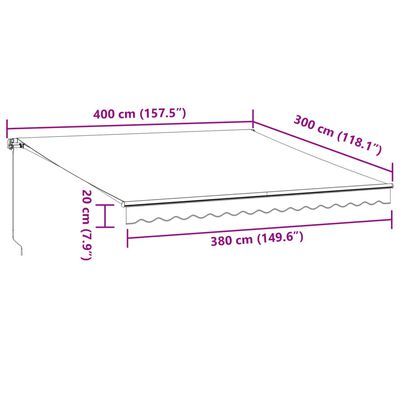 vidaXL Auvent manuel rétractable avec LED bordeaux 400x300 cm