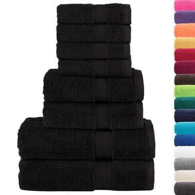 vidaXL Ensemble de serviettes de qualité supérieure SOLUND 8 pcs noir