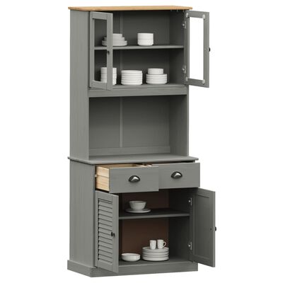 vidaXL Buffet haut VIGO gris 78x40x175 cm bois massif de pin