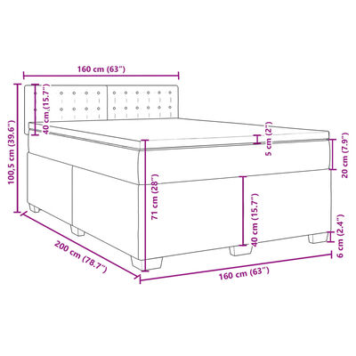 vidaXL Sommier à lattes de lit et matelas Gris foncé 160x200cm Velours