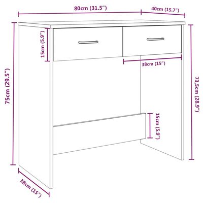 vidaXL Bureau Sonoma gris 80x40x75 cm Bois d'ingénierie