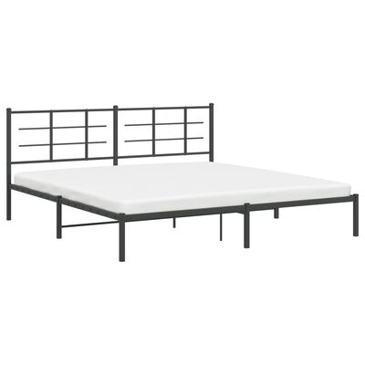 vidaXL Cadre de lit métal sans matelas avec tête de lit noir 200x200cm