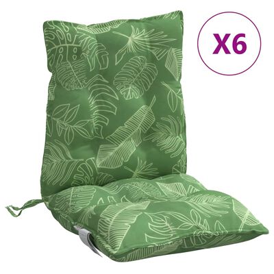 vidaXL Coussins de chaise à dossier bas lot de 6 modèle de feuille