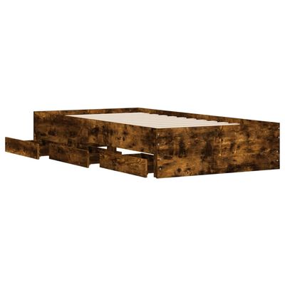 vidaXL Cadre de lit et tiroirs chêne fumé 75x190 cm bois d'ingénierie