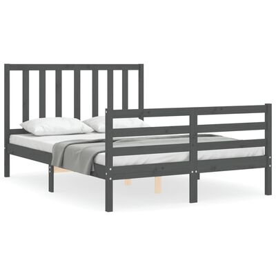 vidaXL Cadre de lit sans matelas gris bois de pin massif