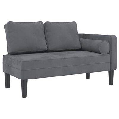 vidaXL Chaise longue avec coussins gris foncé velours