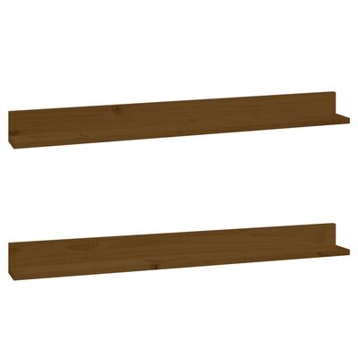 vidaXL Étagères murales 2pcs Marron miel 110x11x9cm Bois de pin massif