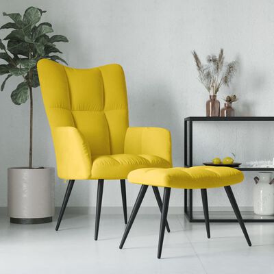 vidaXL Chaise de relaxation avec tabouret Jaune moutarde Velours