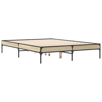 vidaXL Cadre de lit chêne sonoma 120x190 cm bois d'ingénierie et métal