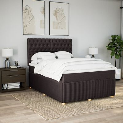 vidaXL Sommier à lattes de lit avec matelas Marron foncé 140x200 cm