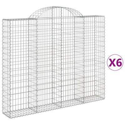 vidaXL Paniers à gabions arqués 6 pcs 200x30x160/180 cm Fer galvanisé