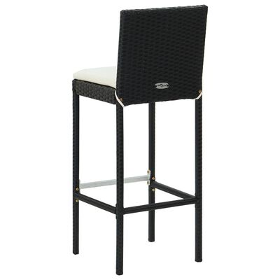 vidaXL Tabourets de bar avec coussins lot de 6 noir résine tressée